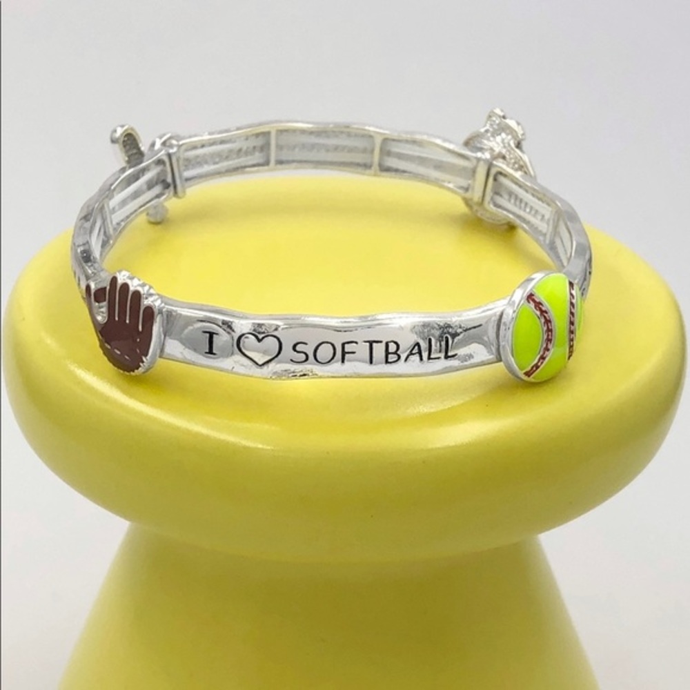 Love Softball Theme Stretch Bracelet